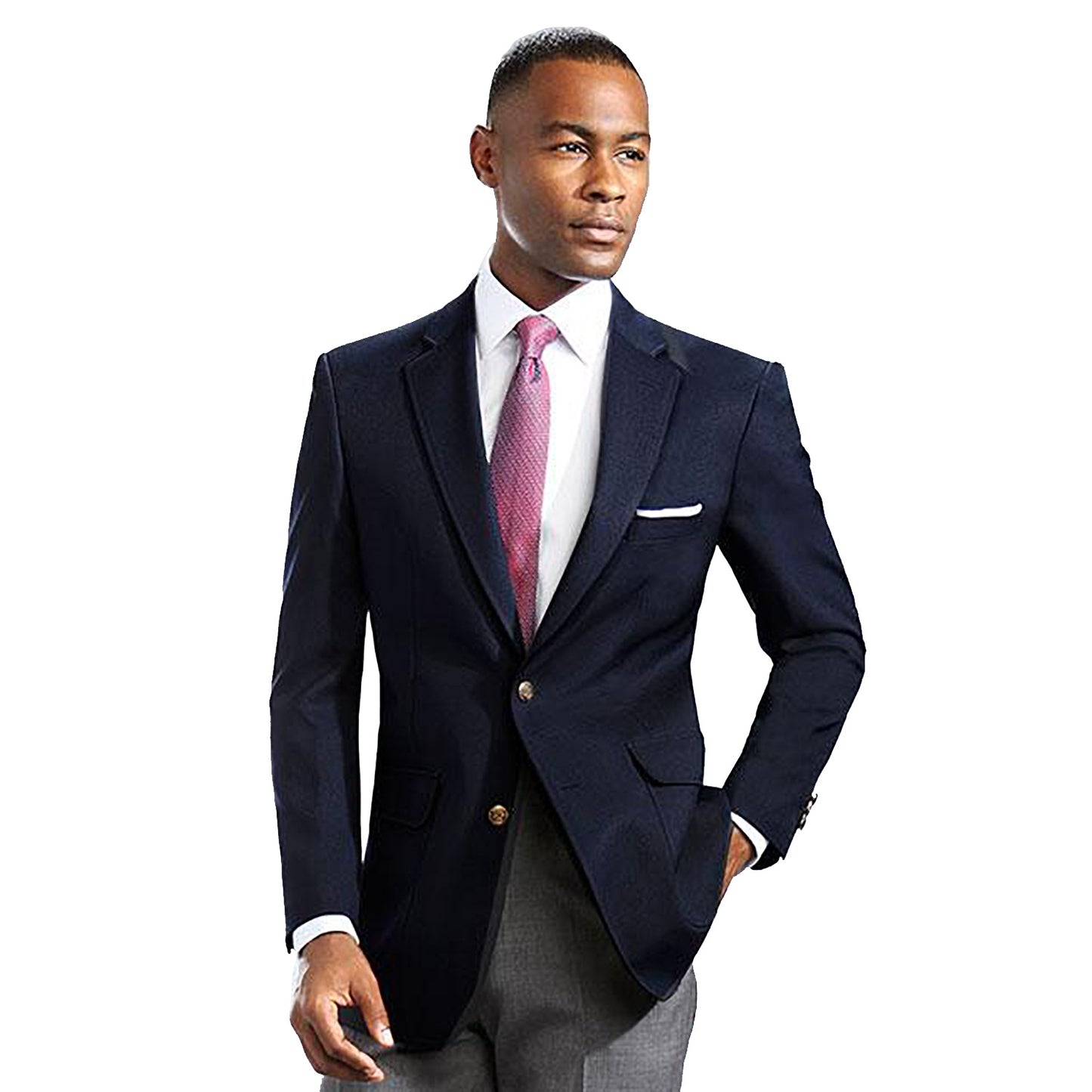 2 Button Polyester Navy Blazer