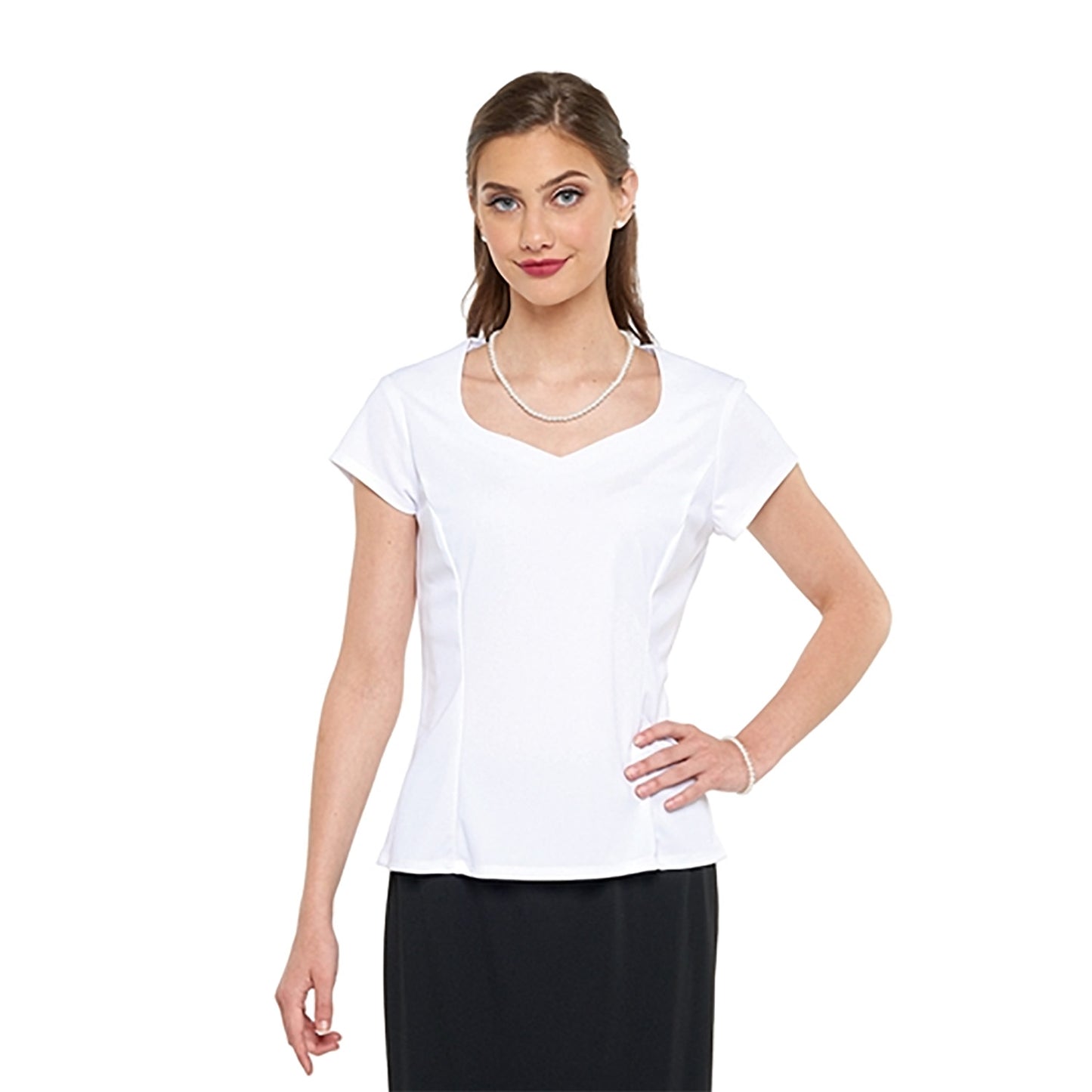 Britney Blouse - Cap Sleeve Heart Shaped Neckline