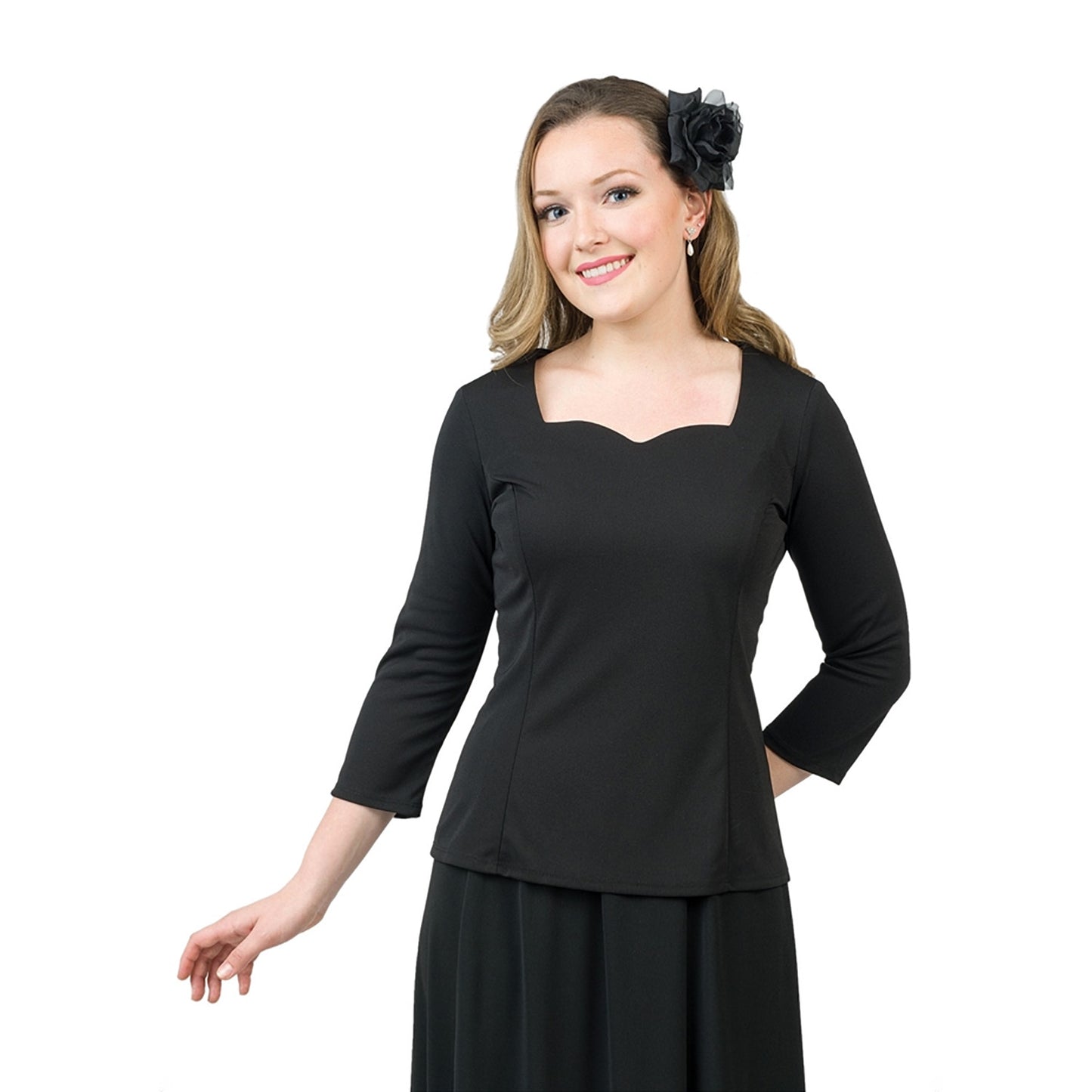 Kaylee Blouse - Sweetheart Neckline w/ ¾ sleeve