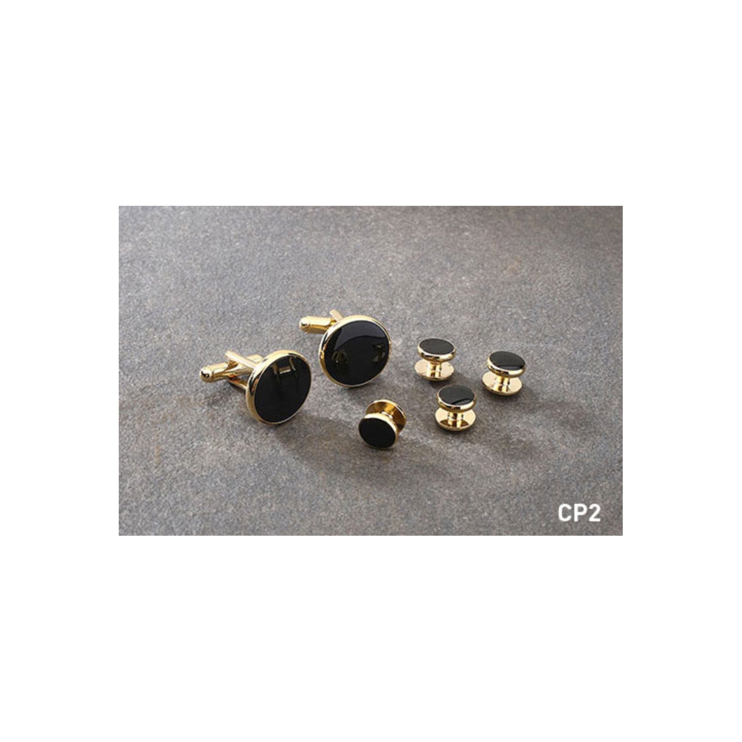 Men's Black Onyx Cufflinks & Dress Stud Set