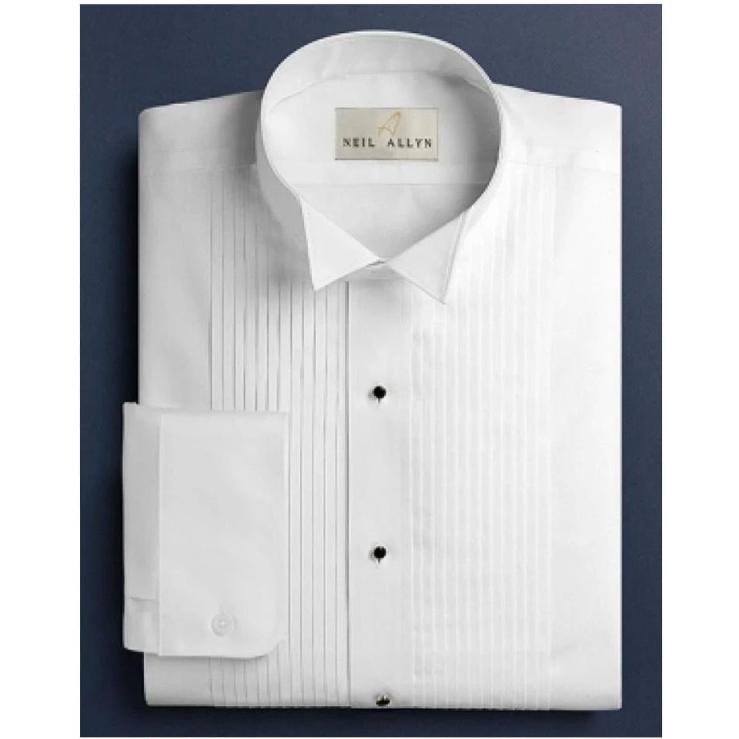 Mens Slim Fit 1/4" Pleated Wing Collar Tuxedo Shirt