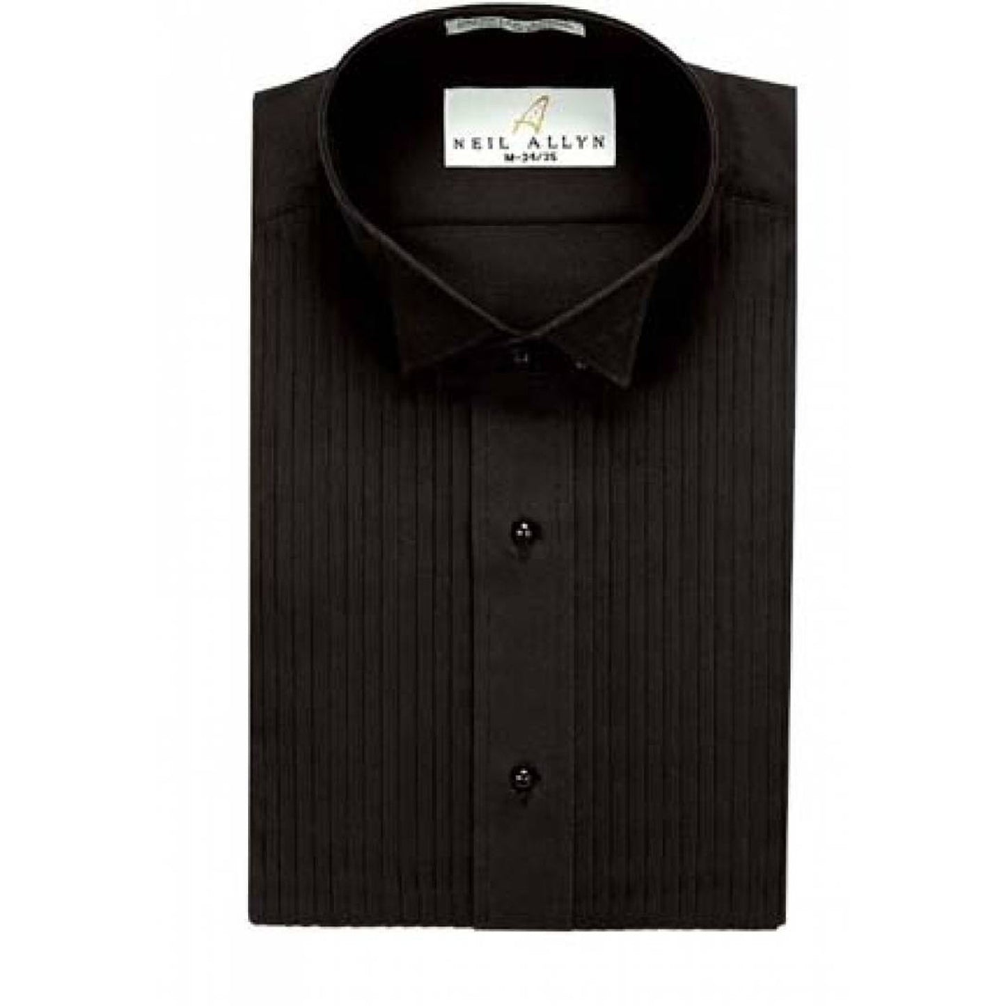 Mens & Boys 1/4" Pleated Wing Collar Tuxedo Shirt- White or Black
