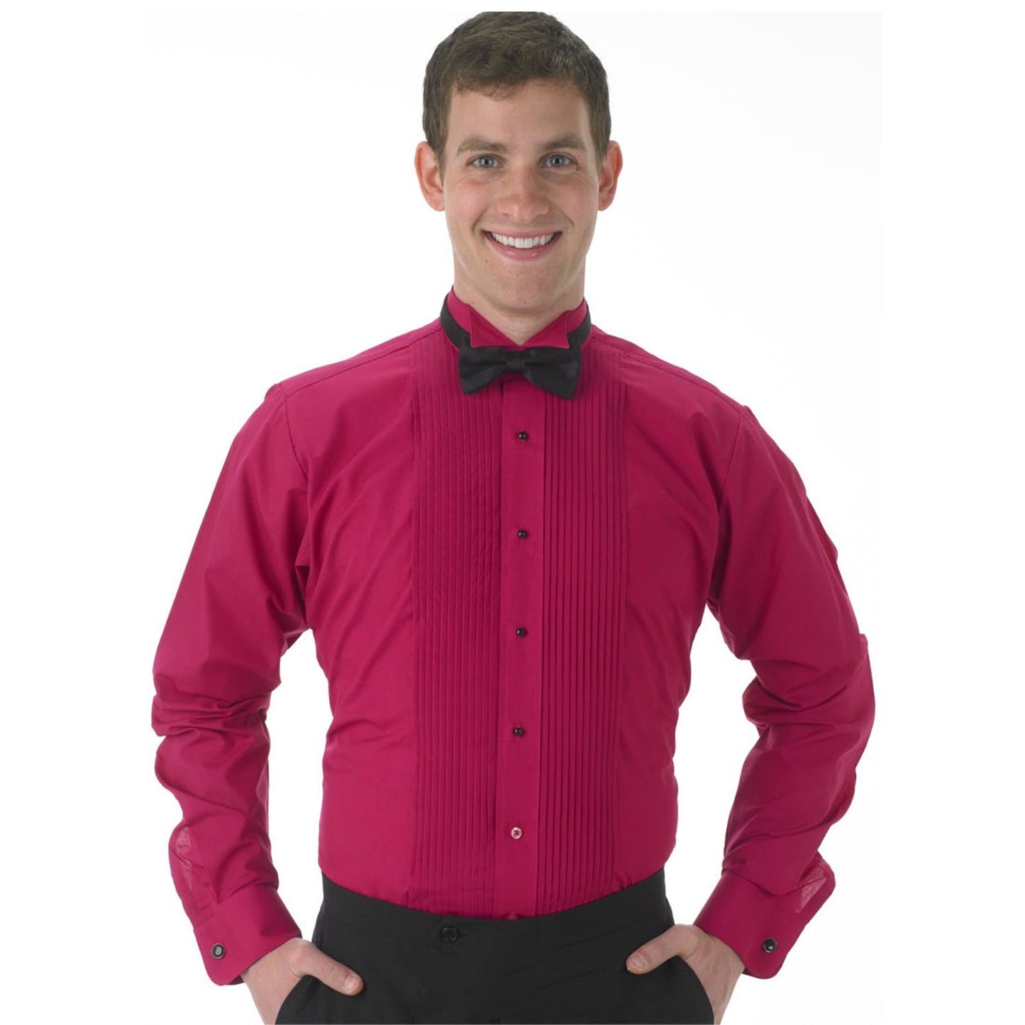 Colored Wingtip Pleated Tuxedo Shirt