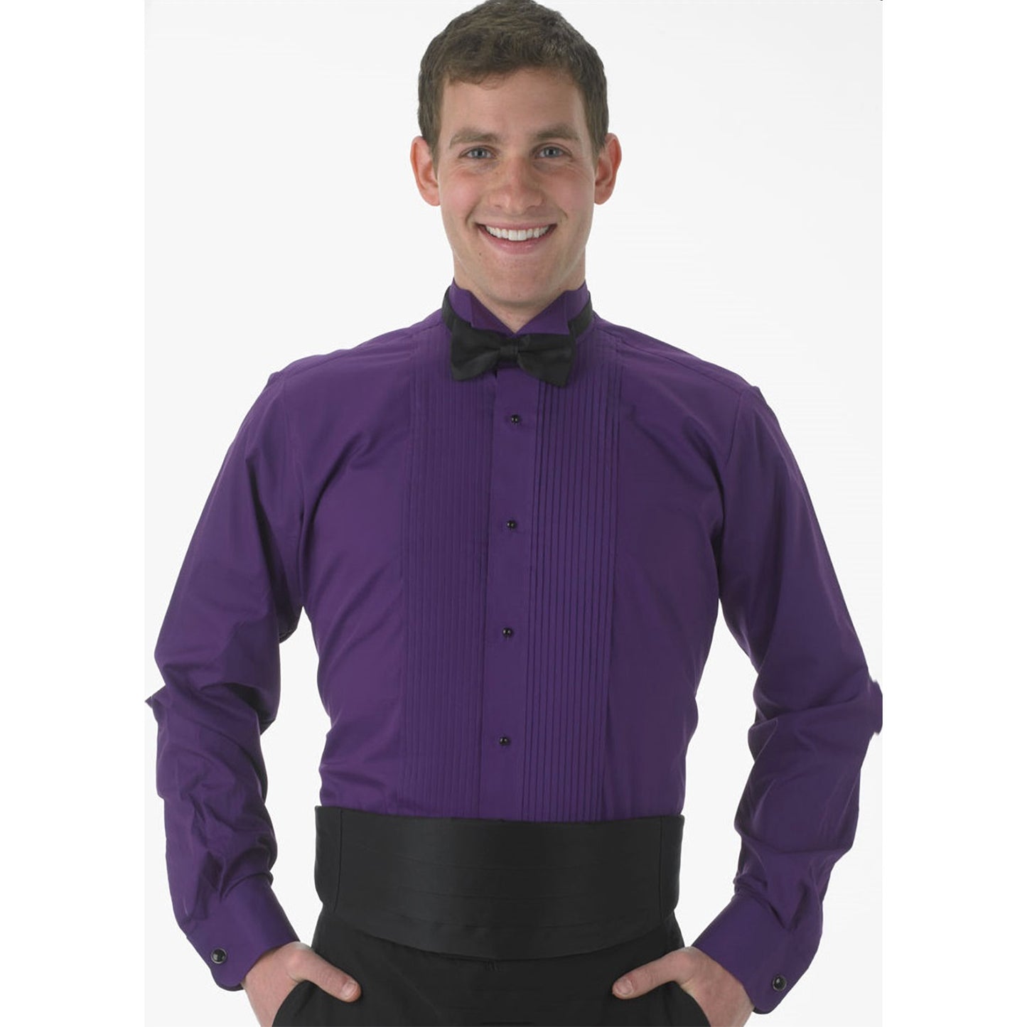 Colored Wingtip Pleated Tuxedo Shirt