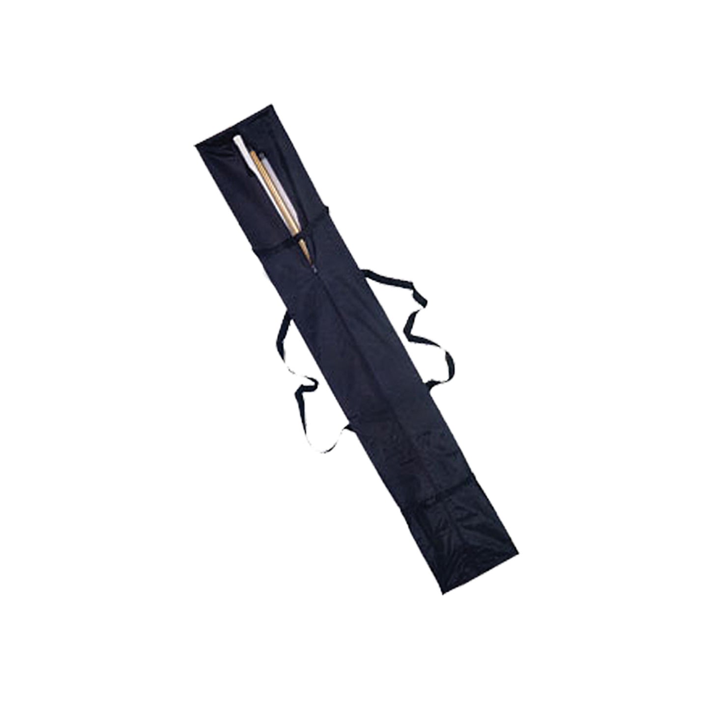 Black StylePLUS nylon pole & flag carrier bag in 430‑denier coated fabric, measuring 5.5', 6', or 7' long; features full-length zipper, reinforced ends, extra‑wide carry straps, and heavy-duty support bands—holds up to thirty marching flagpoles securely.