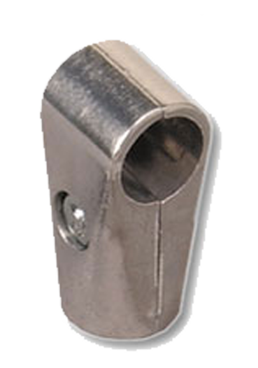 Silver metal T‑Pole connector with three 1″‑diameter tube sockets and a central set screw—designed to securely join a crossbar to an upright color‑guard or banner pole.