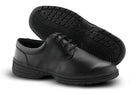 MTX marching shoes in black and white, showcasing reinforced toe box, moisture-wicking lining, and rugged X‑TremeTrak sole for optimal grip on wet or dry surfaces.