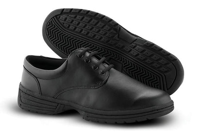 MTX marching shoes in black and white, showcasing reinforced toe box, moisture-wicking lining, and rugged X‑TremeTrak sole for optimal grip on wet or dry surfaces.