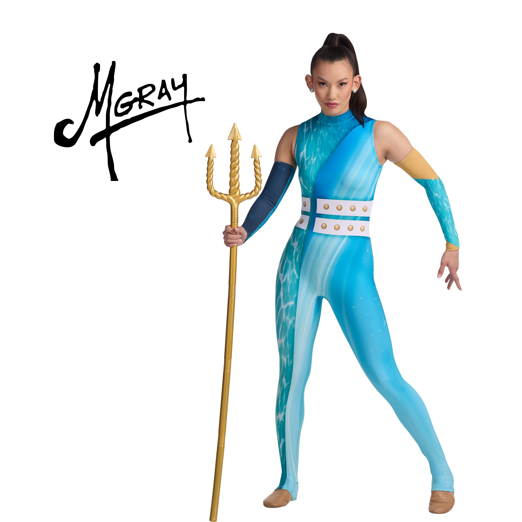 Print‑N‑Go sleeveless jumpsuit in multicolor abstract apparel print, featuring a high crew neck and fitted legs, made from breathable stretch fabric for guard and dance performers.
