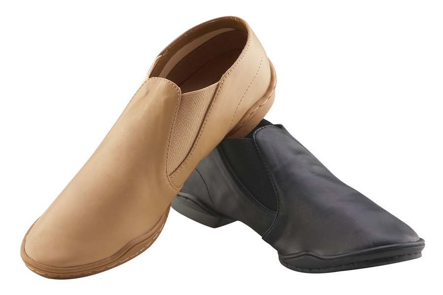 Starlite 2 split‑sole guard and dance boot in black and tan, with protected split‑sole, Napa leather upper, and elastic side insert for snug fit and jazz‑sneaker comfort.