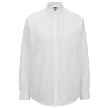 Ladies Banded Collar Broadcloth Shirt