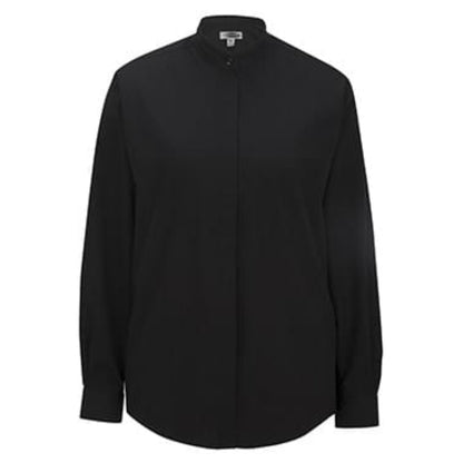 Ladies Banded Collar Broadcloth Shirt