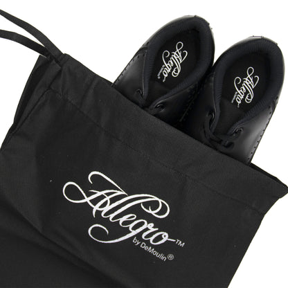 Heel view of Allegro by DeMoulin marching band shoe showing padded back collar, reinforced heel counter, and tapered outsole for ankle support and stability during performance.