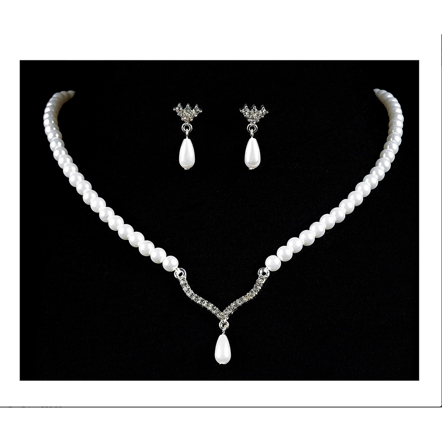 Pearl Teardrop Necklace with Matching Drop Earrings Set