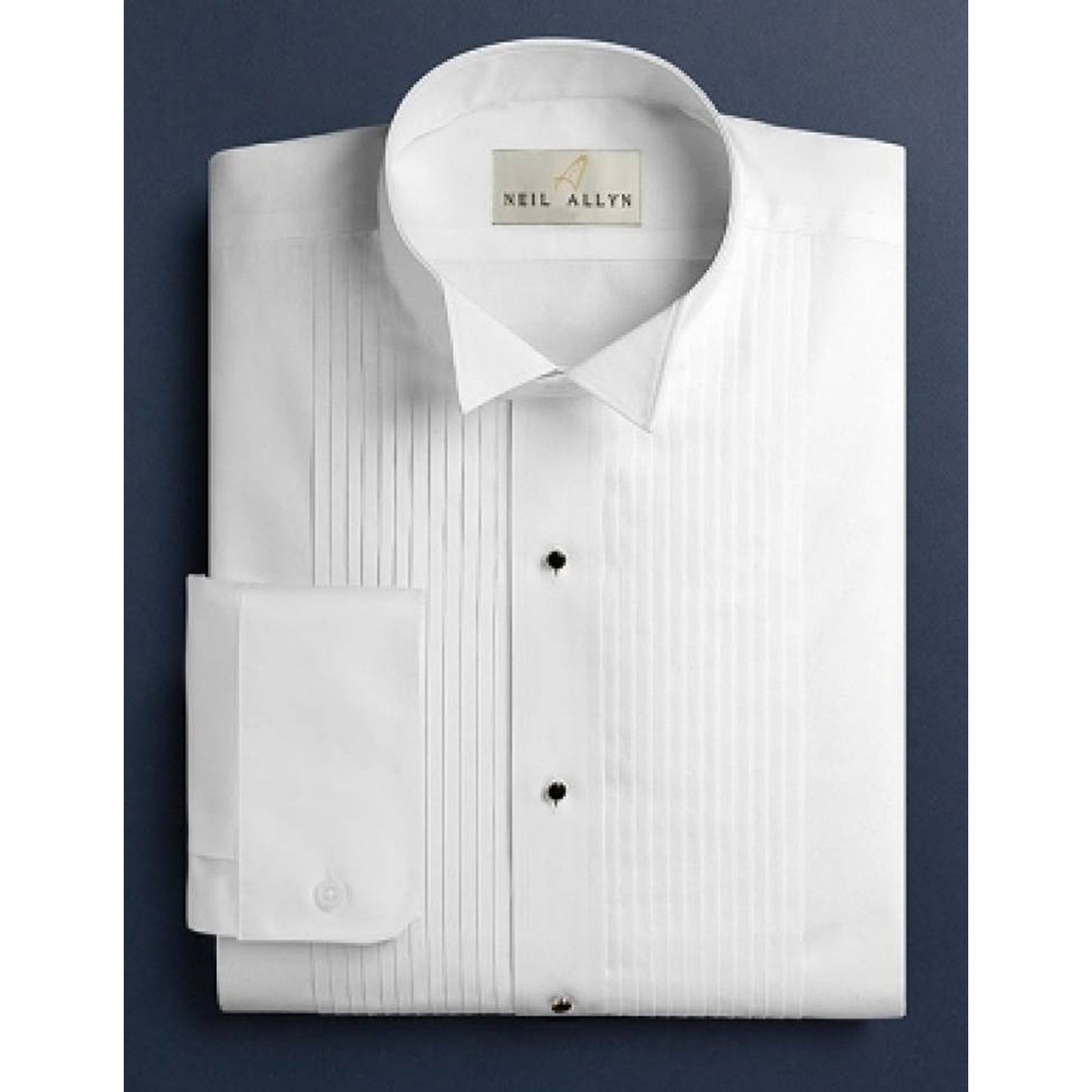 Mens & Boys 1/4" Pleated Wing Collar Tuxedo Shirt- White or Black