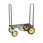 RockNRoller R12RT All‑Terrain multi‑cart fully assembled with dual telescoping handles, black powder‑coated steel frame, two rear 12″ foam-filled all‑terrain wheels, and front swivel casters—designed for hauling equipment across rough outdoor surfaces