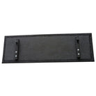 Flat-lay of two carpeted multimedia shelves—one 24″×31″ base shelf and a 10″×31″ upper shelf—with steel support tubes underneath, ready to be attached to a cart frame.