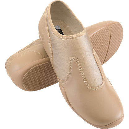 New Relevé Platinum marching shoe in nude synthetic upper, featuring low-profile oxford styling, padded collar, cushioned insole, and sleek rubber outsole for performance