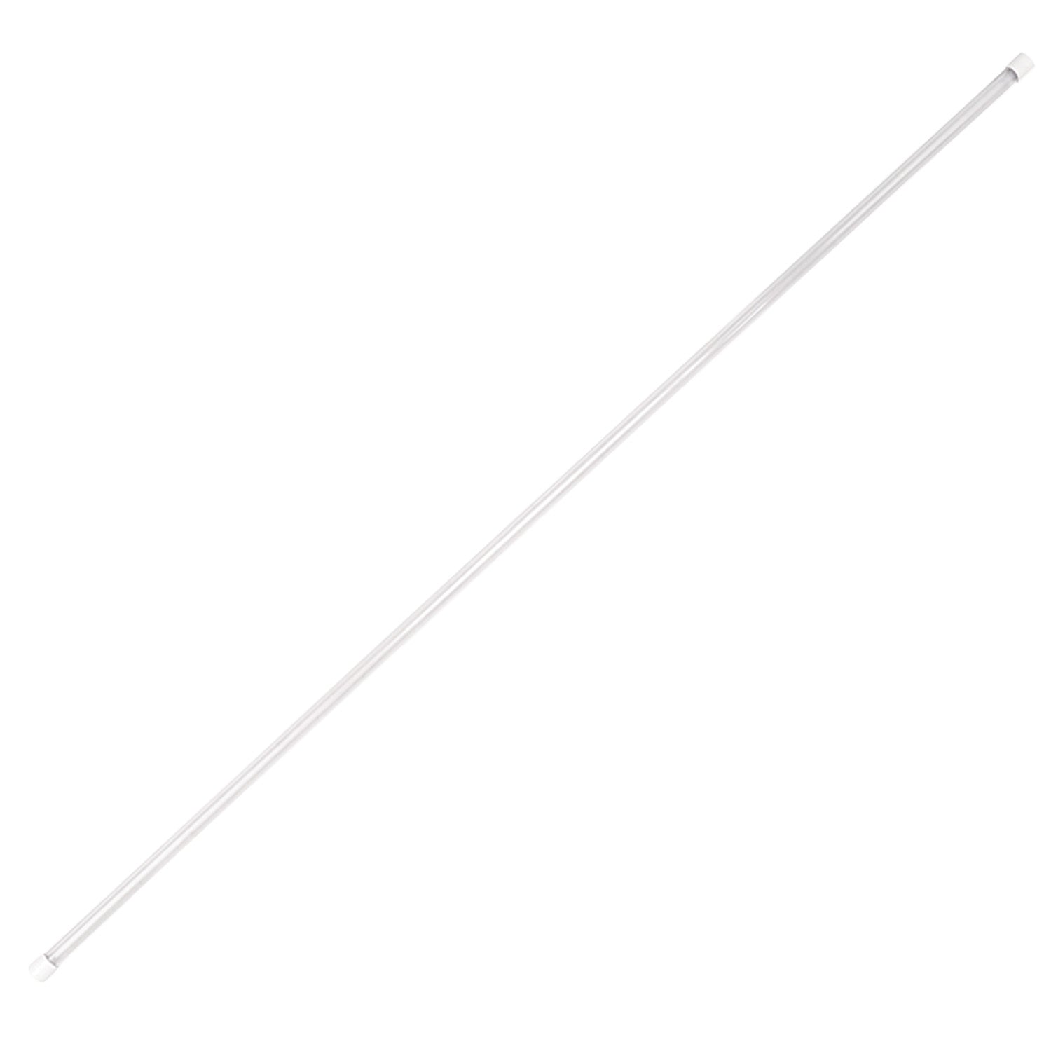 Clear Illusion Pole — 1″ diameter one-piece Lexan polycarbonate staff with smooth surface and white end caps, featuring integrated Velcro strip for flag attachment.
