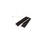 two black and white adhesive-backed Velcro hook strips, approximately 6″ long, showing tiny stiff hooks on one side and smooth backing—used to secure fabric, equipment, or banners on matching loop surfaces.