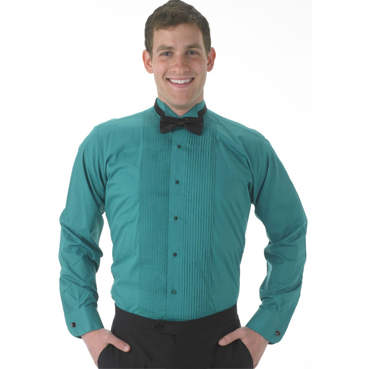 Colored Wingtip Pleated Tuxedo Shirt