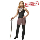 Vivace Avidity tunic with sleeveless mock neck, crushed velvet black body, rose‑gold oil‑spill patterned bodice, and sheer mauve drop‑waist skirt.