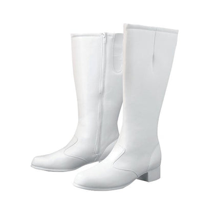 A knee high fashion boot made with fit and function in mind. • The shaft is made with expandable urethane and gore to fit most calf sizes. • The sole is made of rubber to prevent slips and the white colored sole eliminates black marks when the boots touch.